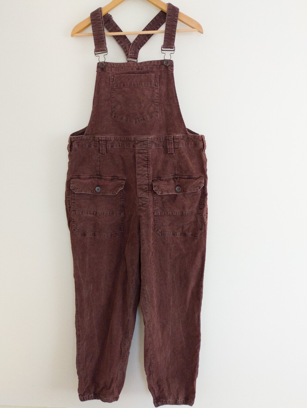 We The Free Free People Brown Corduroy Slouchy Cargo Overalls Medium